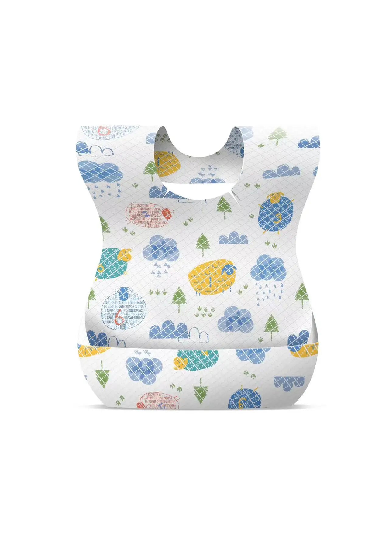 50-Pack Disposable Baby Bibs - Cartoon Bear Design for 6 Months to 2 Years
