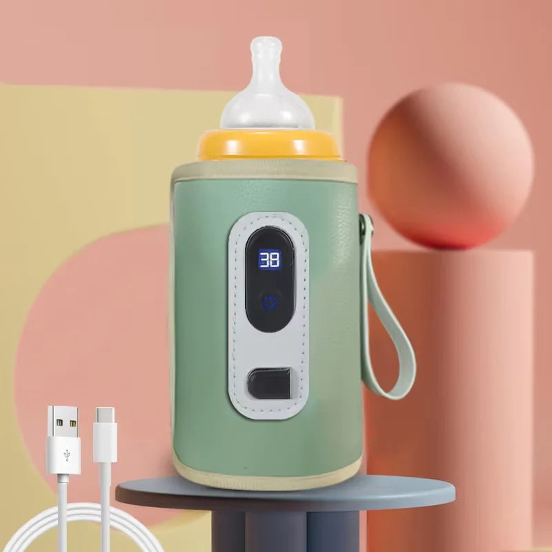 Portable Baby Bottle Warmer with LCD Screen - USB Travel Bottle Insulation Sleeve