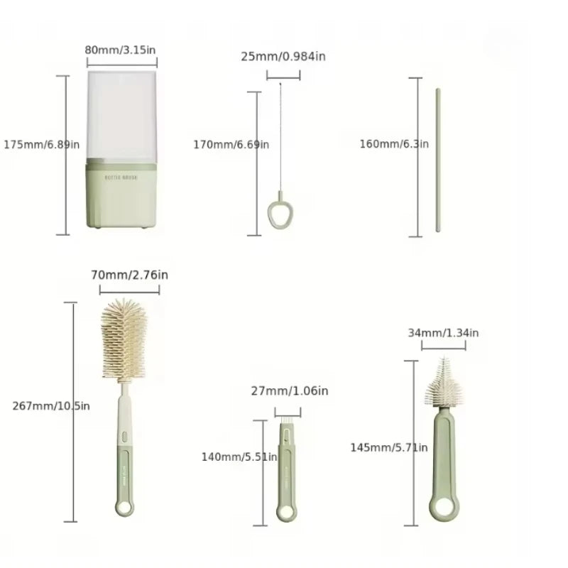 Ensemble de goupillons en silicone pour biberons avec boîte de rangement - Kit de nettoyage portable