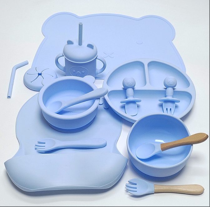 Baby Silicone Feeding Set with Suction Plate | Cartoon Design