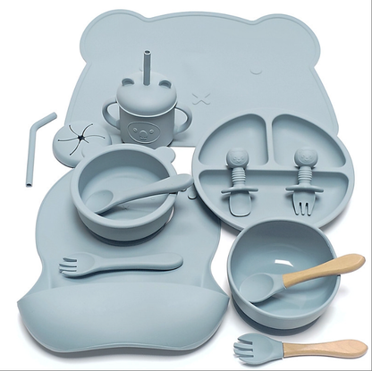 Baby Silicone Feeding Set with Suction Plate | Cartoon Design