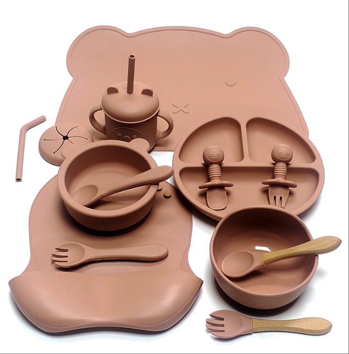 Baby Silicone Feeding Set with Suction Plate | Cartoon Design