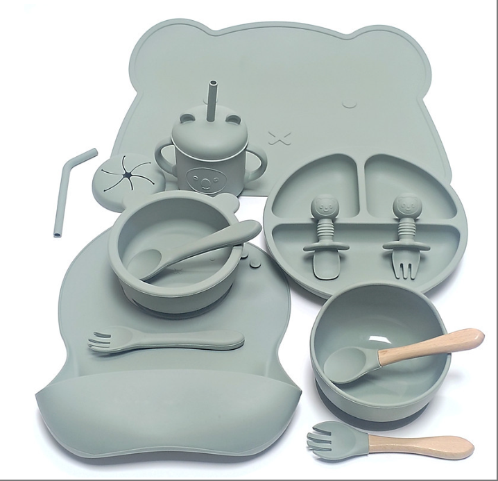 Baby Silicone Feeding Set with Suction Plate | Cartoon Design