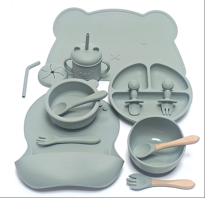 Baby Silicone Feeding Set with Suction Plate | Cartoon Design
