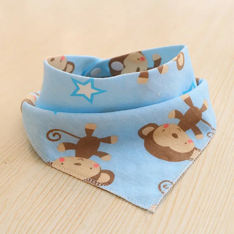 Cotton Triangle Bandana Bib - Cartoon Feeding Scarf for Boys & Girls