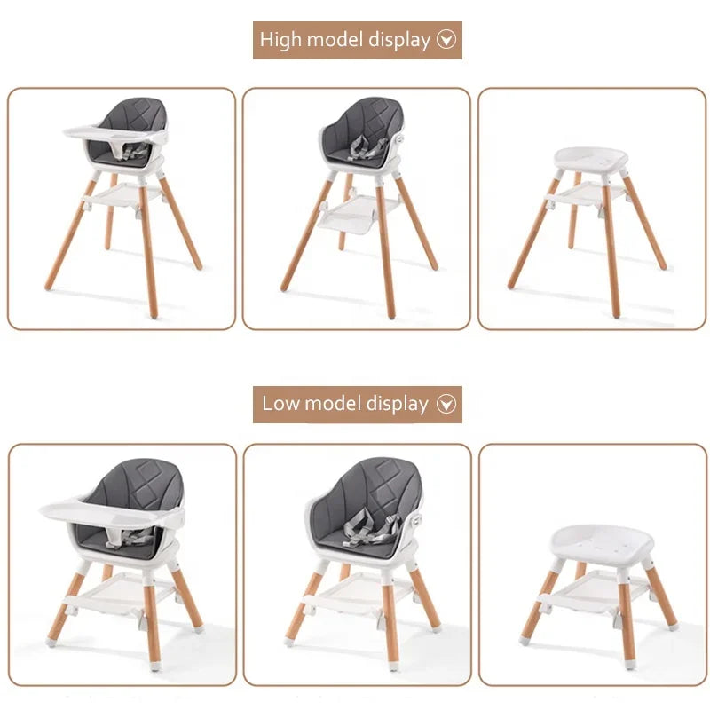 Multifunctional Baby High Chair - Adjustable Height Feeding & Learning Seat