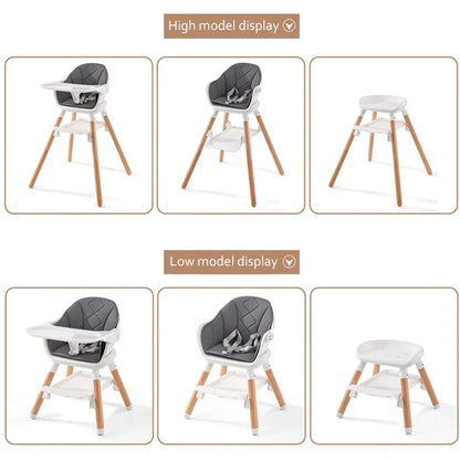 Multifunctional Baby High Chair - Adjustable Height Feeding & Learning Seat