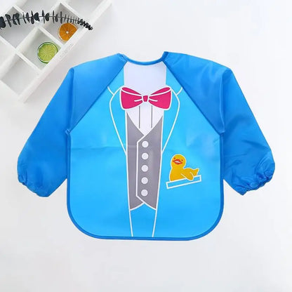 Long Sleeve Baby Bib with Pocket - Cartoon Waterproof Apron for 0-3 Years