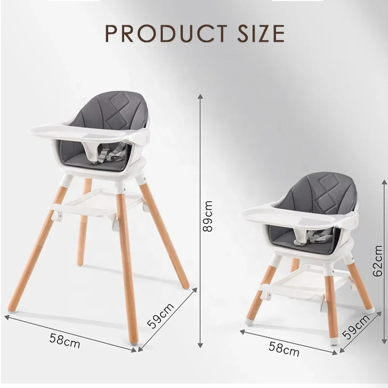 Multifunctional Baby High Chair - Adjustable Height Feeding & Learning Seat