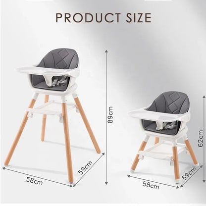 Multifunctional Baby High Chair - Adjustable Height Feeding & Learning Seat