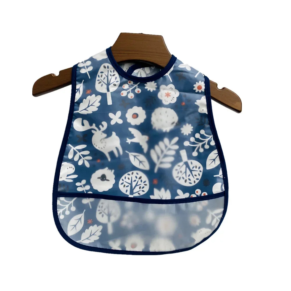 Cartoon Animal Baby Bib - Waterproof with Adjustable Pocket for Boys & Girls