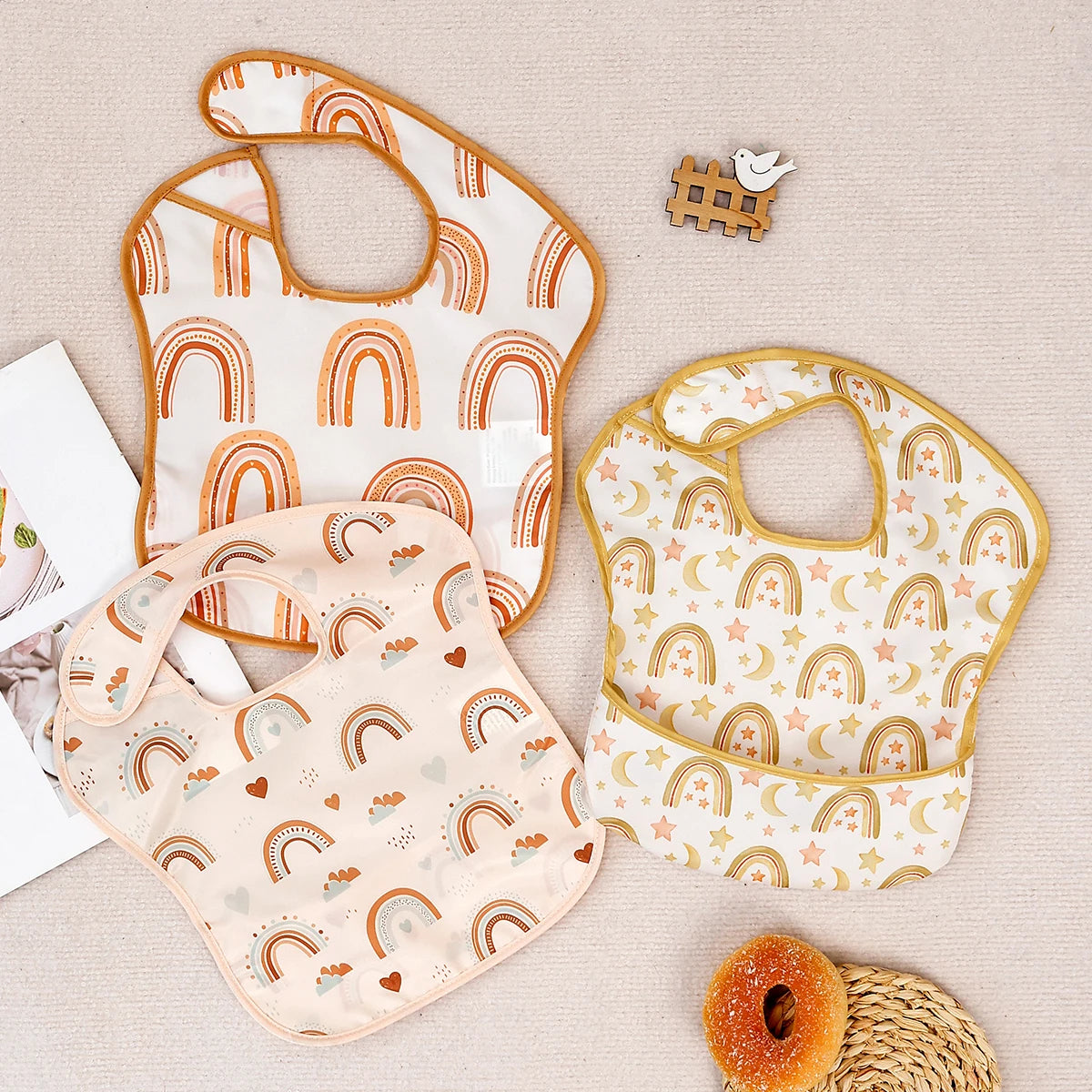 3-Piece Reusable Baby Bib Set - Animal Print Waterproof Feeding Bibs