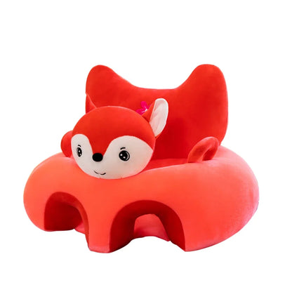 Red fox-shaped children's chair on a white background
