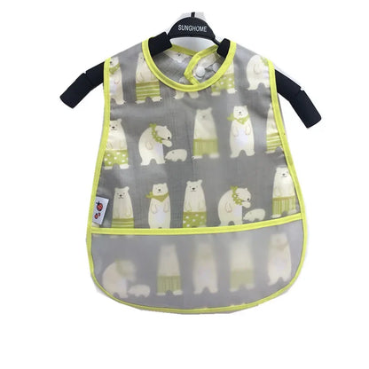 Cartoon Animal Baby Bib - Waterproof with Adjustable Pocket for Boys & Girls