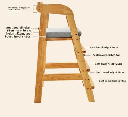 Adjustable Wooden High Chair for Babies & Toddlers - Extra Wide Seat with Footrest