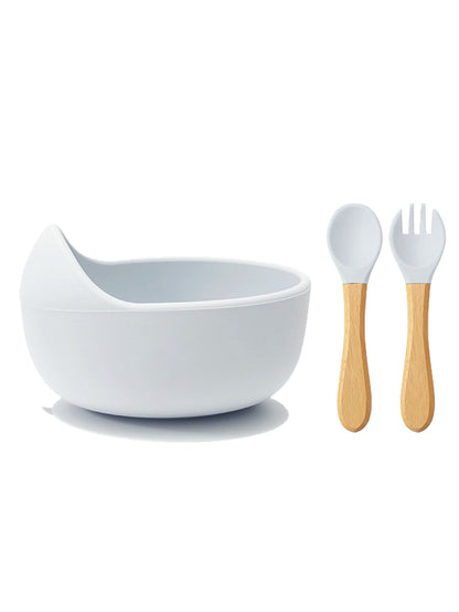 3-Piece Baby Feeding Set | Silicone Suction Bowl, Spoon & Fork