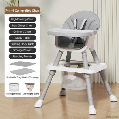 7-in-1 convertible chair with multiple functions on a wooden floor.