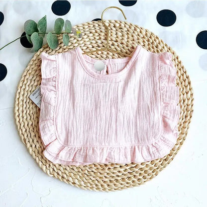 Ruffle Lace Baby Bib - Soft Cotton Feeding Bib for Newborns & Toddlers
