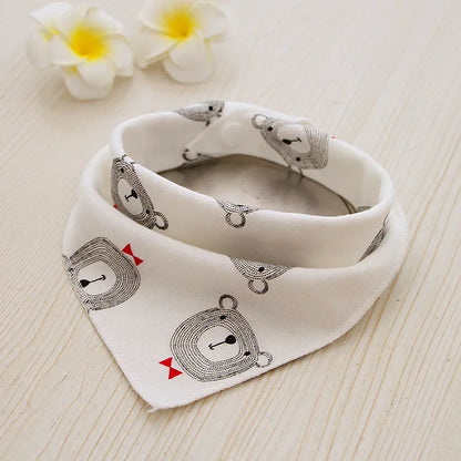 Cotton Triangle Bandana Bib - Cartoon Feeding Scarf for Boys & Girls