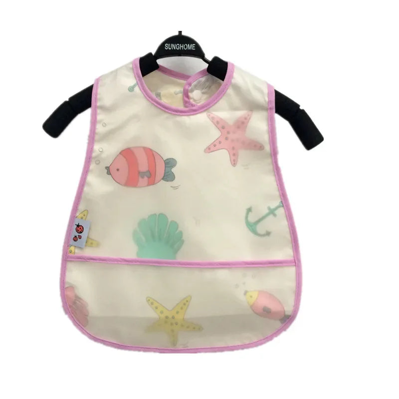 Cartoon Animal Baby Bib - Waterproof with Adjustable Pocket for Boys & Girls