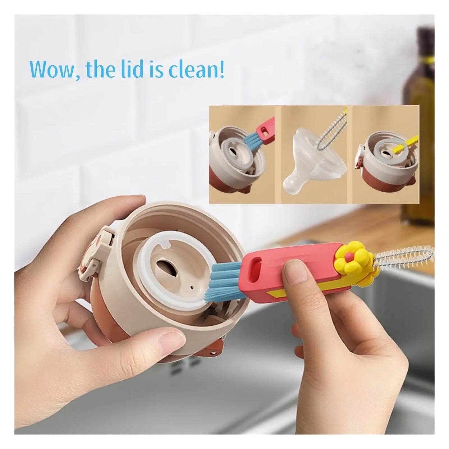 3-in-1 Cup Lid Cleaning Brush | Portable Crevice Cleaner