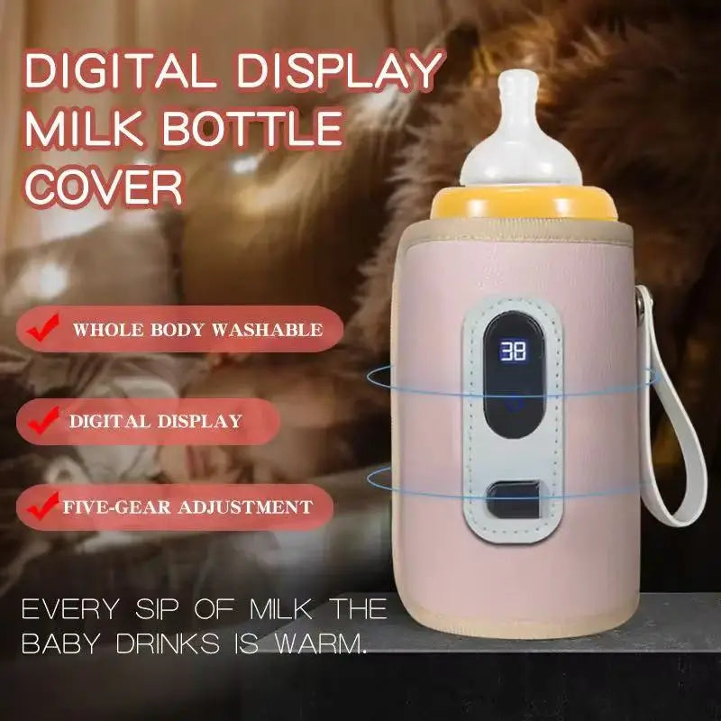 Portable Baby Bottle Warmer with LCD Screen - USB Travel Bottle Insulation Sleeve