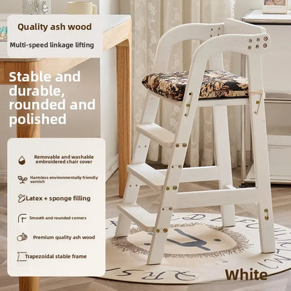 Adjustable Wooden High Chair for Babies & Toddlers - Extra Wide Seat with Footrest