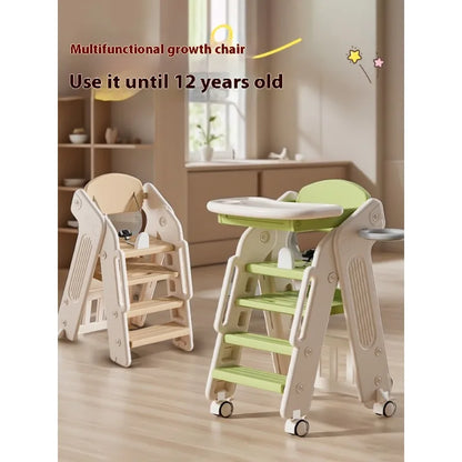 Multifunctional growth chair with adjustable height in a home setting