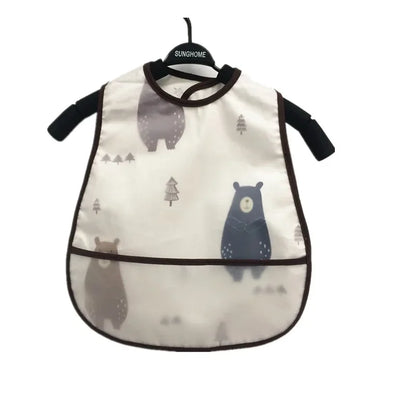 Cartoon Animal Baby Bib - Waterproof with Adjustable Pocket for Boys & Girls