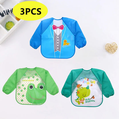 Long Sleeve Baby Smock Bib - Waterproof Art & Feeding Apron for 0-3 Years