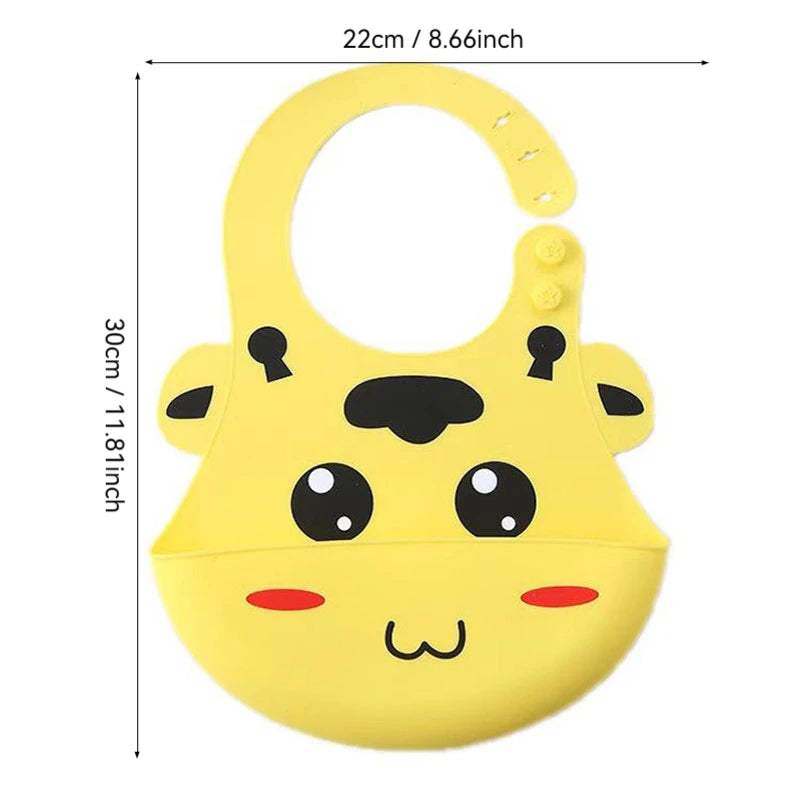 Large 3D Silicone Baby Bib - Waterproof & Wash-Free Adjustable Feeding Bib