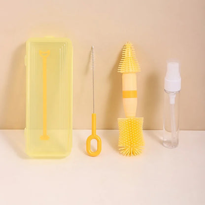 Travel Baby Bottle Cleaning Set - Portable Brush Kit with Storage & Drip Rack