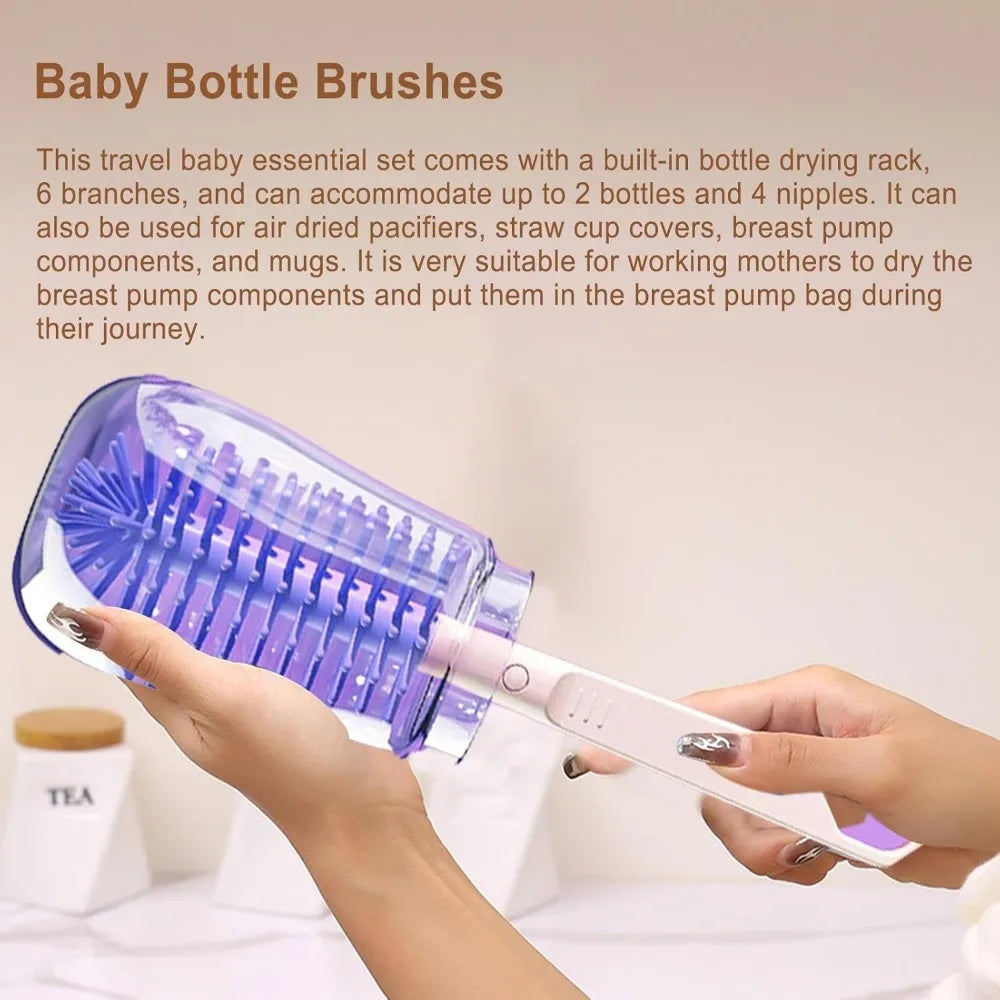 6-in-1 Silicone Bottle Brush Set - Complete Cleaning Kit with Storage Box