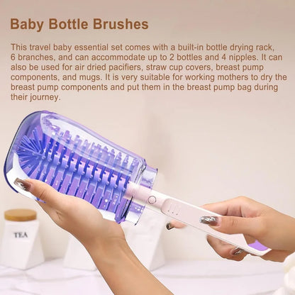 6-in-1 Silicone Bottle Brush Set - Complete Cleaning Kit with Storage Box