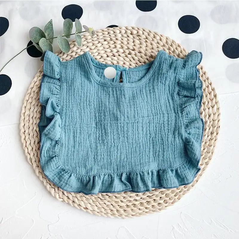 Ruffle Lace Baby Bib - Soft Cotton Feeding Bib for Newborns & Toddlers