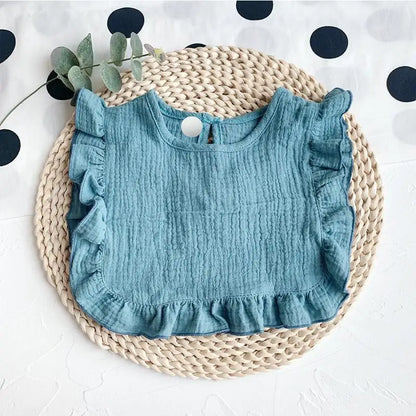 Ruffle Lace Baby Bib - Soft Cotton Feeding Bib for Newborns & Toddlers