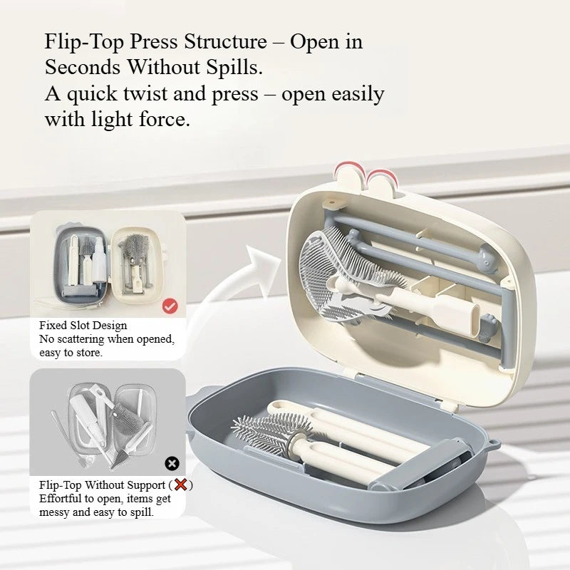 6-Piece Portable Baby Bottle Brush Set | Travel Cleaning Kit