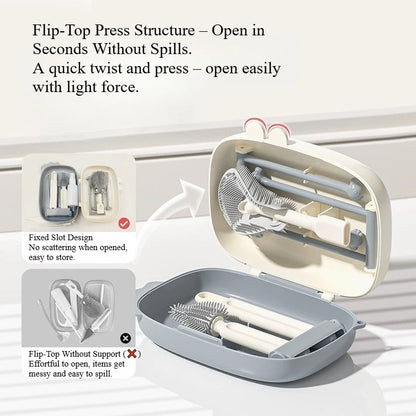 6-Piece Portable Baby Bottle Brush Set | Travel Cleaning Kit