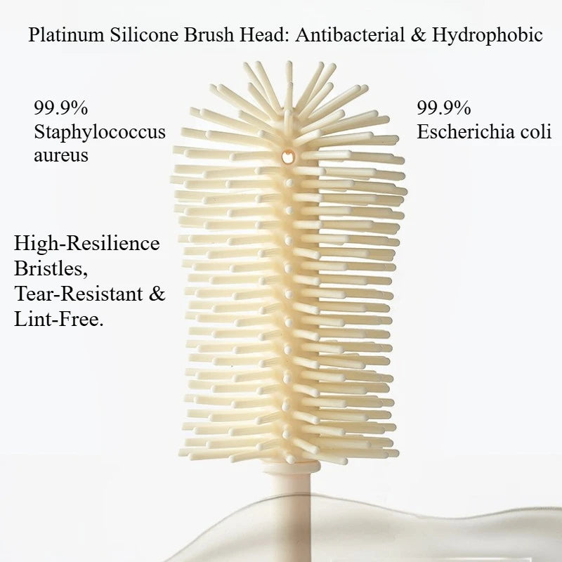 Platinum Silicone Brush Head with antibacterial and hydrophobic properties, high-resilience bristles, and tear-resistant features.