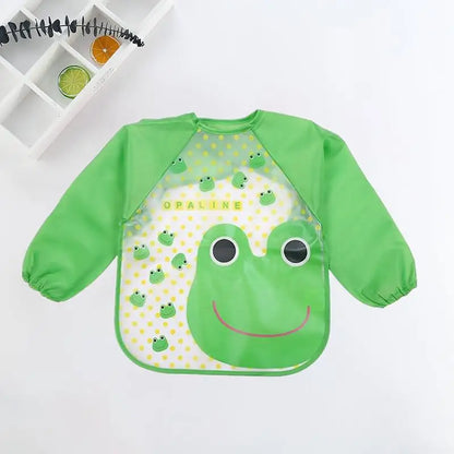 Long Sleeve Baby Bib with Pocket - Cartoon Waterproof Apron for 0-3 Years