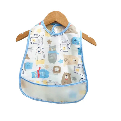 Cartoon Animal Baby Bib - Waterproof with Adjustable Pocket for Boys & Girls
