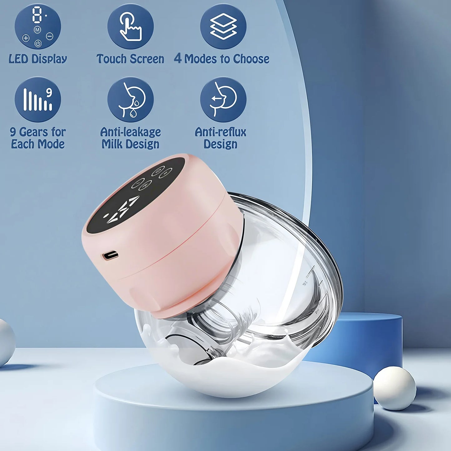 USB Rechargeable Wearable Breast Pump - Hands-Free Electric Breast Pump for Breastfeeding Mum