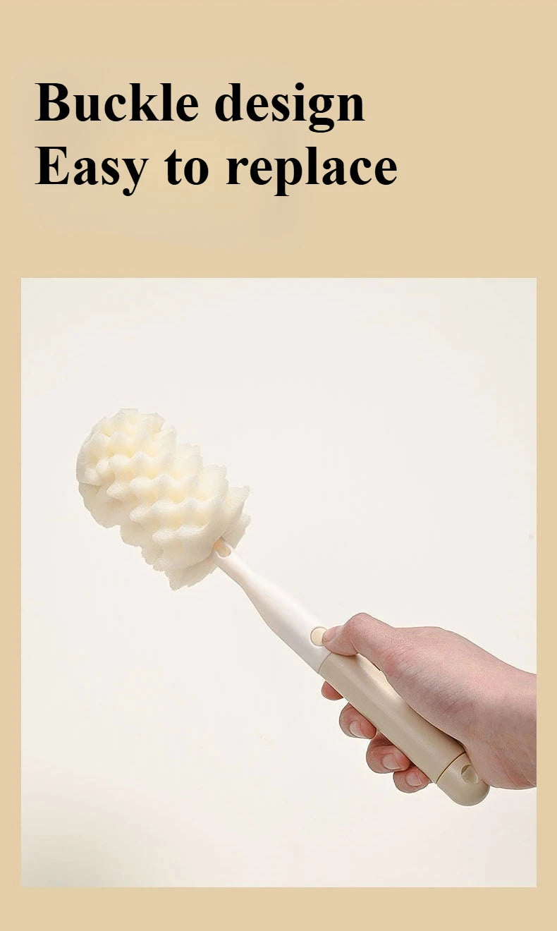 3-in-1 Baby Bottle Brush Set | Sponge & Nipple Cleaner with Long Handle