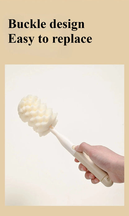 3-in-1 Baby Bottle Brush Set | Sponge & Nipple Cleaner with Long Handle