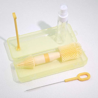 Travel Baby Bottle Cleaning Set - Portable Brush Kit with Storage & Drip Rack