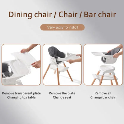 Multifunctional Baby High Chair - Adjustable Height Feeding & Learning Seat