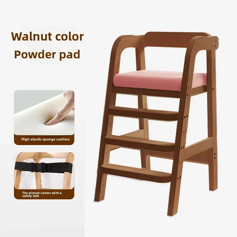 Adjustable Wooden High Chair for Babies & Toddlers - Extra Wide Seat with Footrest