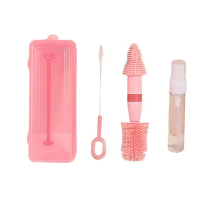 Travel Baby Bottle Cleaning Set - Portable Brush Kit with Storage & Drip Rack