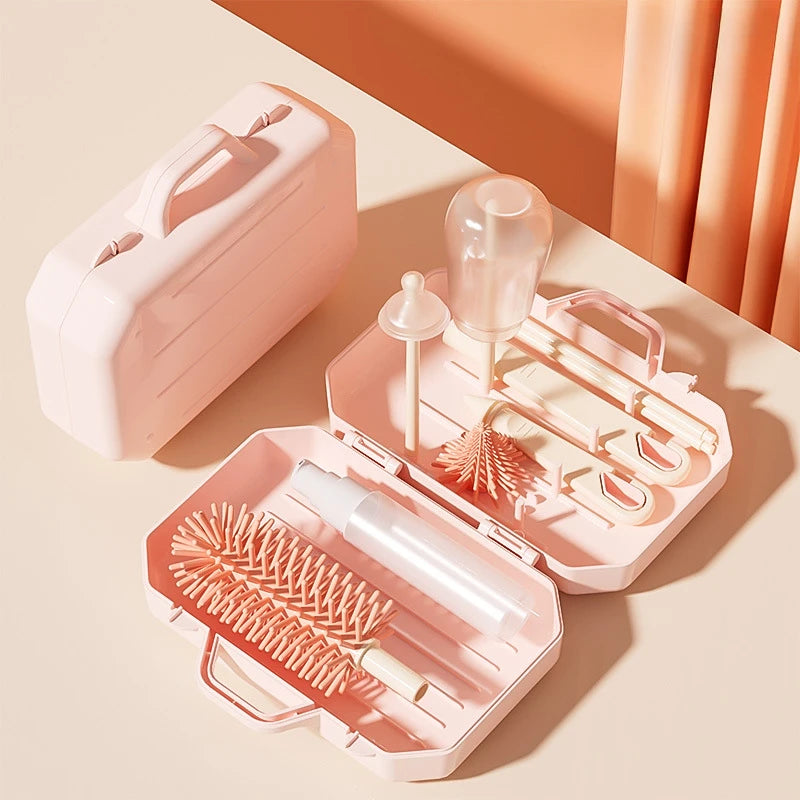 6-in-1 Silicone Bottle Brush Set - Complete Cleaning Kit with Storage Box