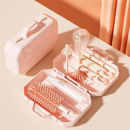 6-in-1 Silicone Bottle Brush Set - Complete Cleaning Kit with Storage Box